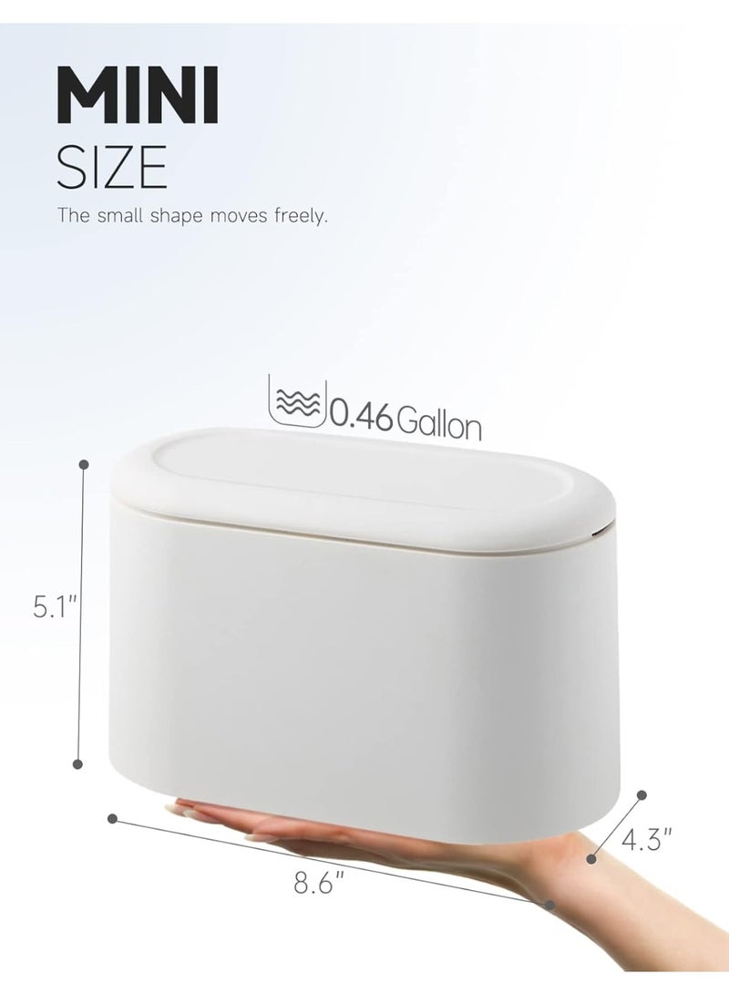 Mini Trash Can with Lid Removable Small Garbage Can, Tiny Plastic Trash Bin, Pop Up Countertop Wastebasket, Counter Garbage Lint Bin for Bathroom,Office,Kitchen,Desk(White) - Image 3